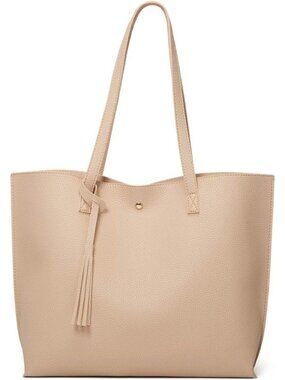 〽️Women's Khaki Big Capacity Tassel Casual Faux Leather Shoulder Tote Handbag